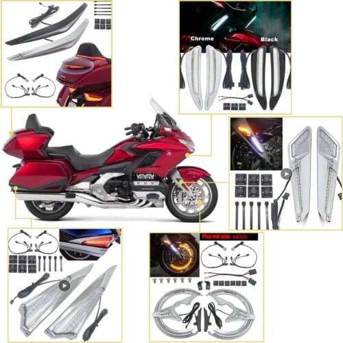 Trunk Spoiler Vent Trim Brake Disc Rotors Covers Front Fork Mounted NAV LED Lights For Honda Gold Wing GL1800 F6B 2018 2019 2020