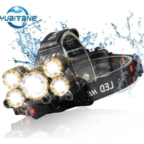 1*T6+4XPE LED Headlight 4 Modes Headlamps Zoomable LED Headlamp Rechargeable Head Lamp Flashlight By 2*18650 Battery For Camping