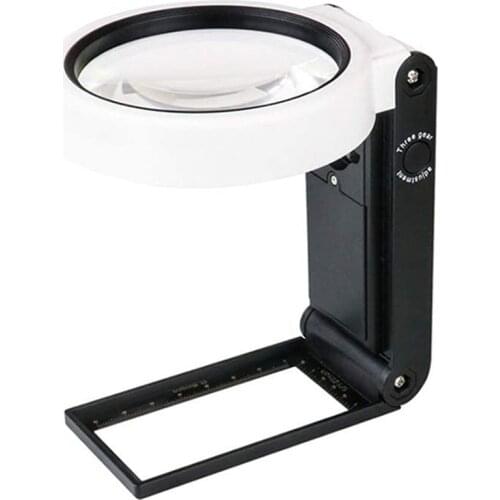 TOP Magnifying Glass with Light and Stand, Hands Free Handheld 6X 25X Adjustable Folding Magnifier with Led Lighted