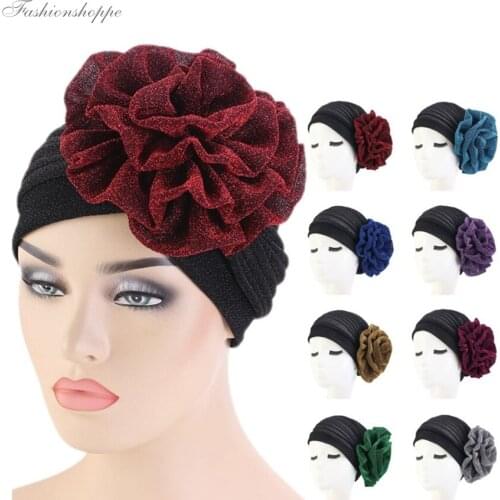 Women Big Flower India Hat muslim hijabs Cancer Chemo Beanie Turban Wrap Cap muslim hats women