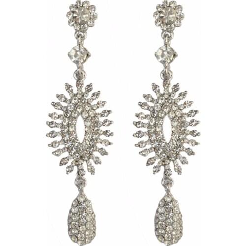 Womens Long Earrings with Rhinestone Hanging Big Statement Earrings 2019 Luxury Crystal Dangle Earing Ladies Party Jewelry