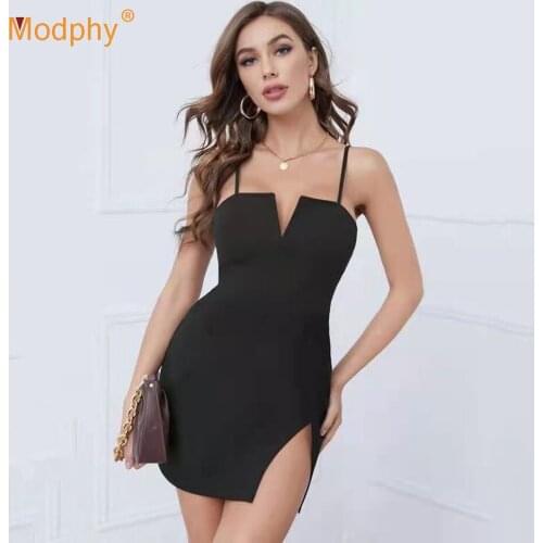2021 Summer Black Rayon Bandage Dress Women Sexy V-neck Ruffle Bodycon Spaghetti Strap Mini Dress Club Evening Party Vestidos