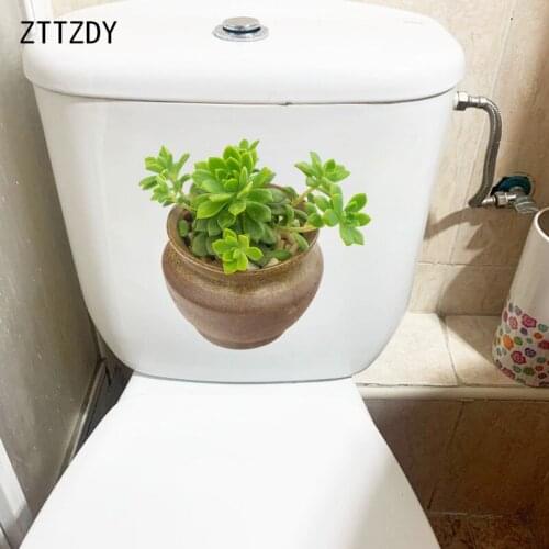 ZTTZDY 23.7×21.4CM Green Succulent Fresh Toilet Decoration Creative Home Wall Stickers T6-0071