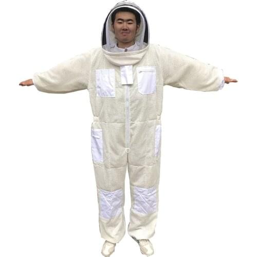 1 set beekeeping suit white Three layer mesh breathable bee clothing for beekeeper clothing costume personal equipment bee suit