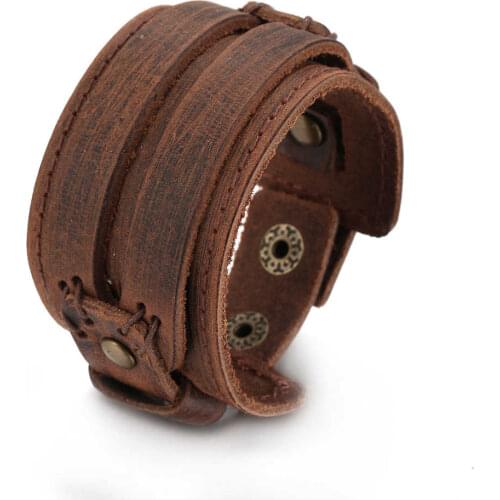 2021 Fashion Jewelry Vintage Handmade Weave Wide Leather Bracelet Men Charm Cuff Genuine Leather Bracelet Pulsera Hombre