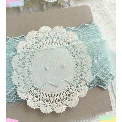 3 Yards High Quality Beautiful Mint Blue Green Lace Ribbon Embroidery Lace Trim DIY Embroidered For Sewing Decoration 4.5cm