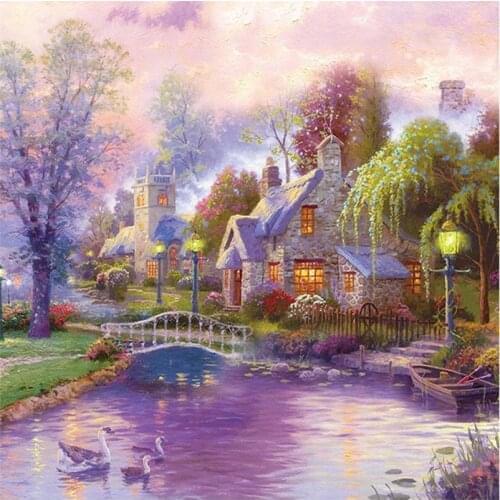 40*40cm Full Drill Diamond Painting Garden Landscape DIY 5D Diamond Paintings Embroidery Cross Stitch Paint Bedroom Decor 3