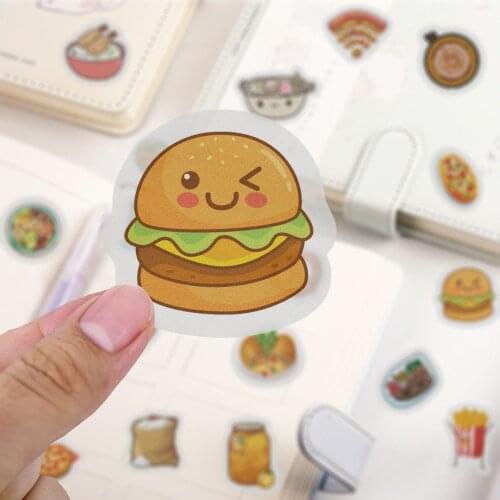 40Pcs Mini Cute Lovely Cartoon Food Hamburger Dessert Sticker for Laptop Skateboard Luggage Hand Account Notebook Decals DIY Toy