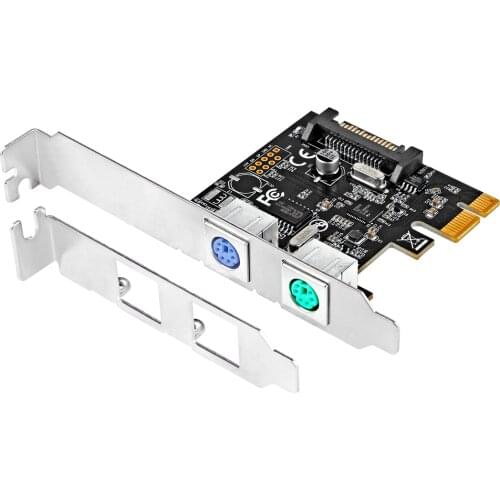 IOCREST PCI Express 2 Ports PS2 PS/2 for PC Keyboard Mouse Adapter Expansion Card with 4 Pin Power Connector