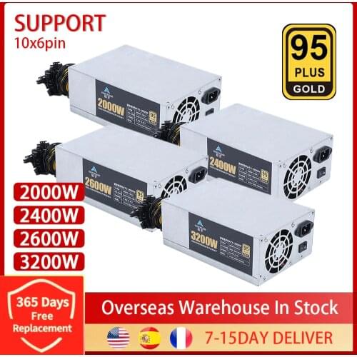 2000W 2400W 2600W 3200W 110V/220V ETH Mining Bitcoin Power Supply Input 10x6Pin 95% Efficiency For BTC Bitcoin Mining Ethereum