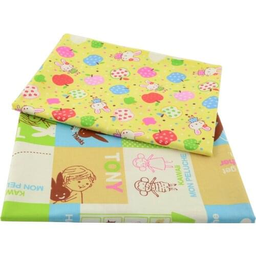 Booksew Telas De Algodon Para Patchwork Cotton Fabric Needlework Yellow Cartoon Handmade Sewing Fabric 2 Pcs/lot Material Tissue