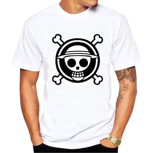 One Piece T Shirt Men White Tops Tee Novelty Men Short Sleeve Crewneck Tees Summer Mens T-Shirts