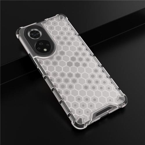 For Honor 50 Case Transparent Honeycomb Hard Back Cover Soft Silicone Frame Armor Shockproof Phone For Honor 50 Pro SE