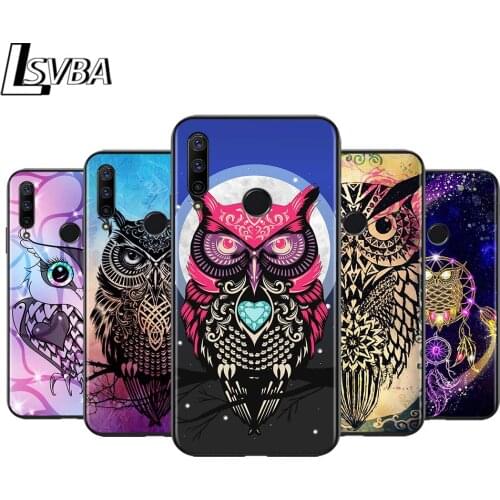 Animal Owl Art for Huawei Honor 30 20S 20 10i 9S 9A 9C 9X 8X 10 9 Lite 8A 7C 7A Pro Phone Case Black Cover