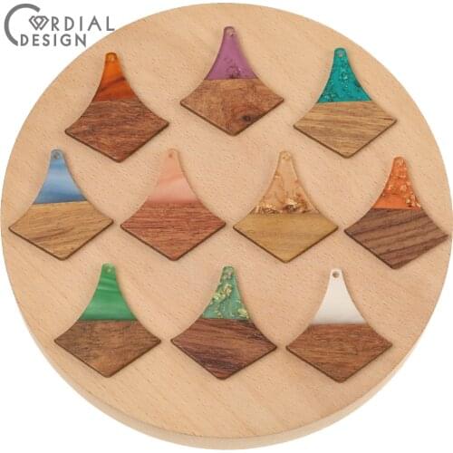 Cordial Design 50Pcs 35*38MM Earrings Accessories/Pendants For Necklace/Natural Wood & Resin/Jewelry Findings & Components