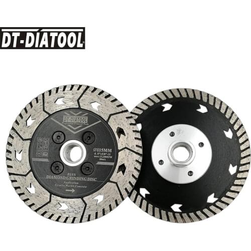 DT-DIATOOL 2pcs 5/8-11 Thread Dia 115mm/4.5" Diamond Cutting Grindng Wheel Disc Dual Saw Blade Cut Grind Granite Marble Concrete