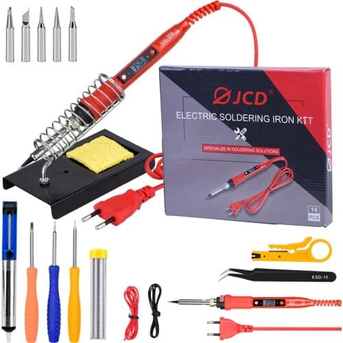 JCD 80W LCD Electric Soldering Iron kits 220V 110V Adjustable Temperature Welder Solder Iron Welding tips Screwdrive Repair Tool