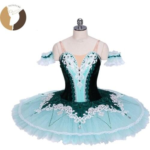 FLTOTURE Esmeralda Ballet Costume Girls Classical Pancake Tutu La Esmeralda Competition Kid Custom Made Nutcracker Dark Green