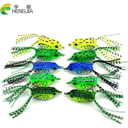 HENGJIA 1PC soft tube bait japan plastic fishing lures frog lure treble hooks Topwater ray frog 5.5CM 8G artificial soft bait