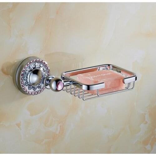 Bathroom chrome crystal Soap basket dish chrome soap shelf rack basket holder bathroom hardware set