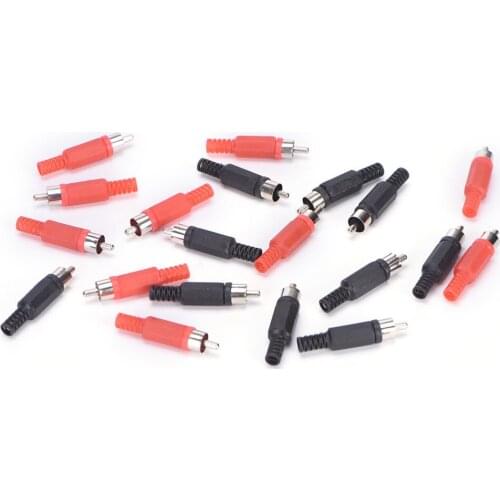 JETTING New 20 Pcs Black & Red Solder RCA Male Plug Audio Video Adapter Connector