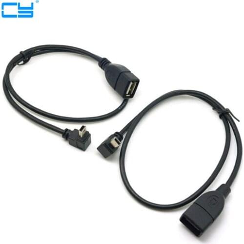 90 Degree Up & Down Angled Mini USB Type B to USB Female OTG Cable 10cm 50cm short mini usb otg cable For Car Audio DVD GPS
