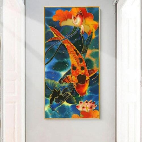 Chinese koi Diy Diamond Painting Fish Diamond Embroidery Art Full Drill Animal Mosaic Cross Stitch needlework Home Decor YG1801