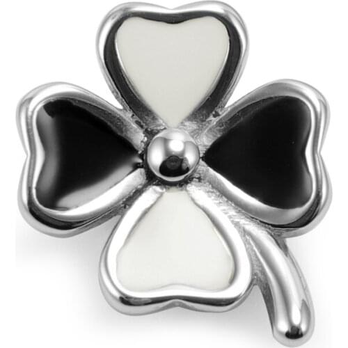 Stainless Steel Clover Slide Charms Large Flat Hole 10*5mm for Leather Bracelet Making Beads Jewelry Findings DIY Accessories