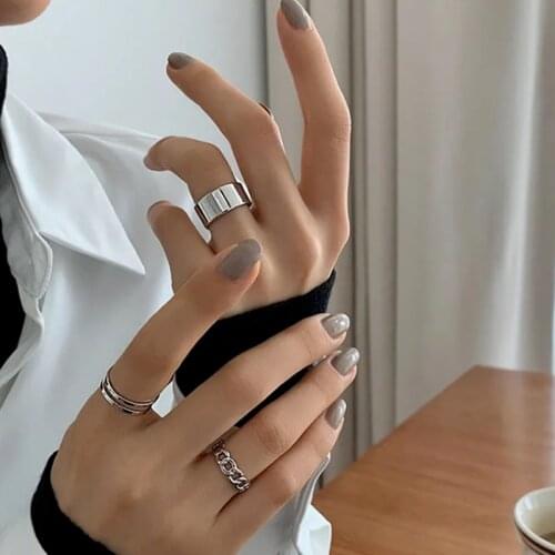 3Pcs/Set New 2021 Trendy Ring Personality Adjustable Retro Rings for Women Stainless Steel Ring Gothic Charm Jewelry Accessories