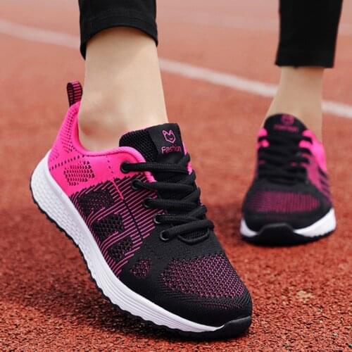 Woman Vulcanize Shoes Breathable Womens Sneakers Fashion Vulcanized Flat Trainers Womens Shoes Walking Mesh Flat Ladies Shoes