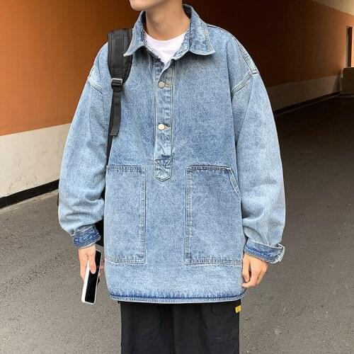 Denim Mens Spring Autumn New Mens Loose Hedging Coat Hip-hop Student Tooling Jacket Korean Clothes Ropa De Cazadora Hombre