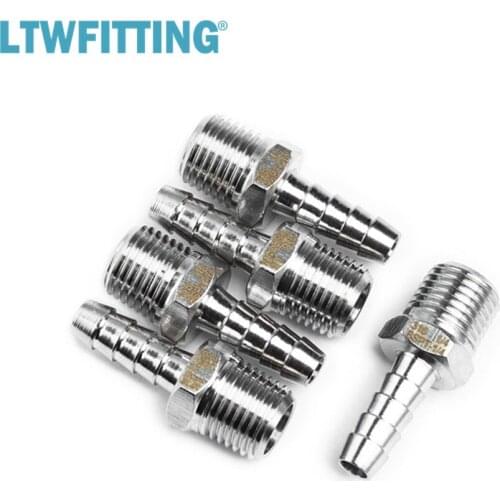 LTWFITTING Stainless Steel 316 Barb Fitting Coupler/Connector 1/4-Inch Male BSPT x 1/4-Inch(6mm) Hose Barb Fuel Gas Water