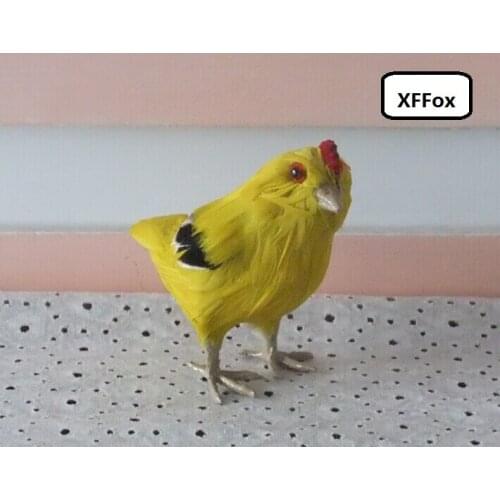 Mini simulation yellow chick model plastic&furs small real life chicken doll gift about 9x8x6cm xf2068