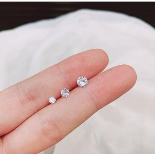 Mini Rhinestone Earrings for Women Girls Shiny Small Cute Stud Earrings Korean Simple Geometric Fashion Jewelry Wholesale Gift