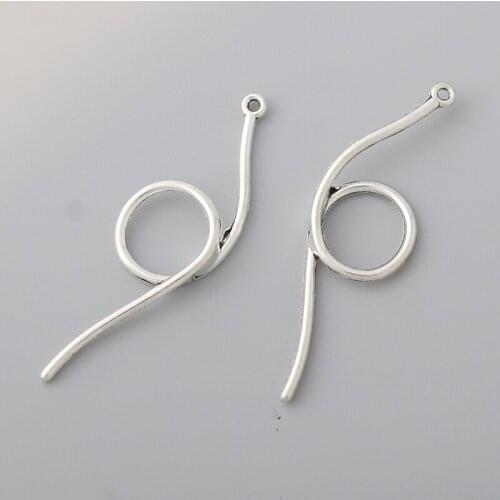 RAINXTAR Fashion Antique Silver Color Alloy Punk Swirl Charms 15*50mm 50pcs AAC1957