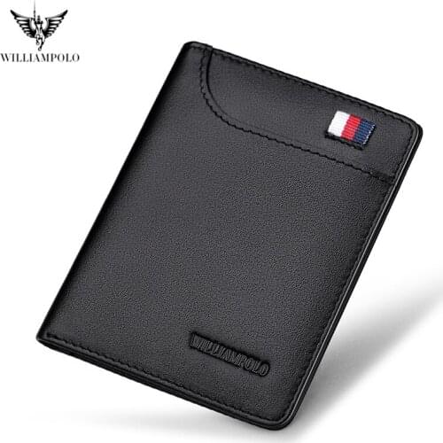 100% Genuine Leather Men Money Purse Thin Slim Short Wallets Card Holder High Quality Mini Card Wallet Business Mens Wallet NEW