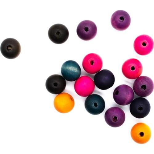 Small Hole Multicolor Spacer 14x15mm Round Wooden Beads for Jewelry Making Baby Rattle Pacifier Beading Findings