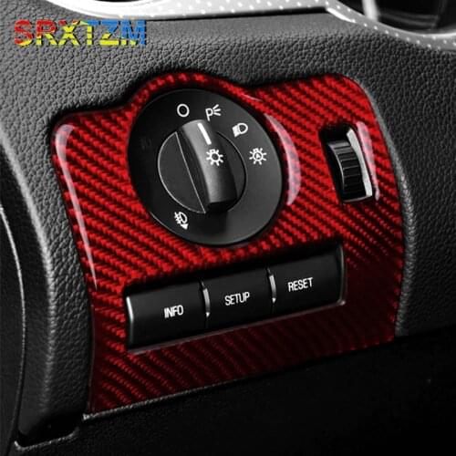 Car Carbon Fiber Headlight Switch Frame Cover Trim For Ford Mustang 2009 2010 2011 2012 2013