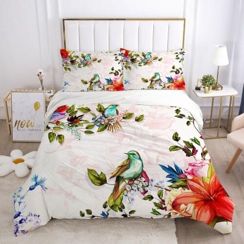 Duvet cover set sheet family euro 2.0 1.5 for home bed linen Bedding set 3D luxury bedclothes 200x220 Nordic bird