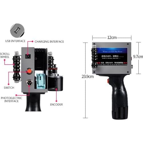 5cm Large Font Multi-language Inkjet Printer Double Nozzles Automatic Coding Inkjet Printer Laser Printing AJX-N127 600DP