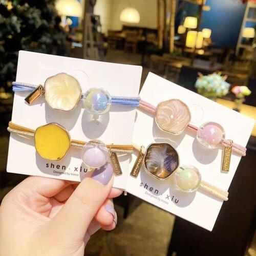 Alloy Geometric Colorful Elastic Hair Band Ball Hair Tie Hair Accessories For Women Crystal Rubber Band For Hair Scrunchies