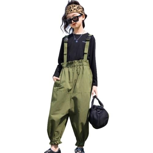 Teenage Children Clothes Tshirt + Jumpsuit Girl Clothes Casual Style Girls Sets Clothing Spring Autumn Kids Tracksuit