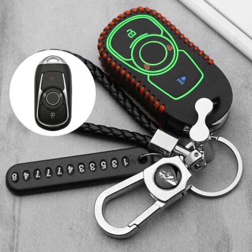 Luminous leather 3 Buttons Car Key Case Cover Skin Protector For Buick Envision Vervno GS 20T 28T Encore Opel Astra k