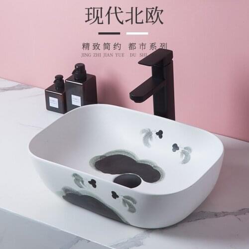 Chinese style above counter basin ink painting creative ceramic wash basin Chinese retro bathroom wash basin wash basin