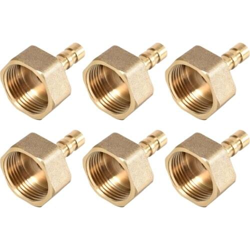 Uxcell 6pcs Brass Barb Hose Fitting Connector Adapter 8mm Barbed X G3/4 Female Pipe