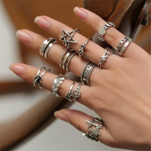 Vintage Bohemian Style Open Rings for Women Punk Hip Hop Adjustable Ring Fashion Jewelry