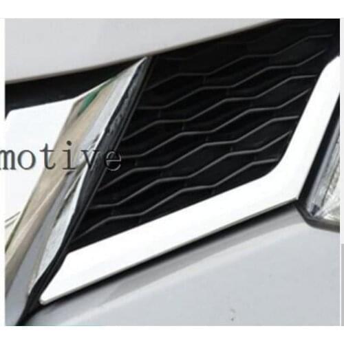 High quality ABS Chrome Front Grille Around Trim Racing Grills Trim 2pcs For 2014 2015 2016 for Nissan Rogue X-TRAIL