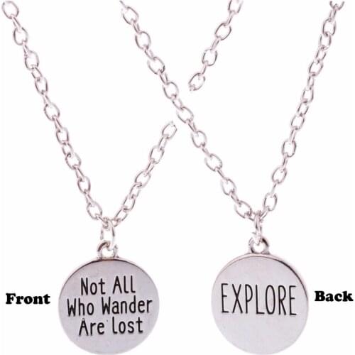 Fashion Not All Who Wander Are Lost Pendant Charm Chain Necklace For Women Girls Wanderlust Jewelry Travelers Necklaces Gifts
