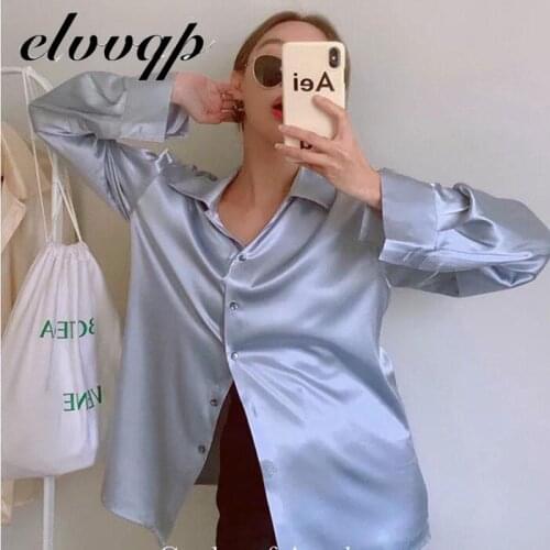 2021 New Spring Summer Casual Blouse Women Fashion Long Sleeve Tops Vintage Femme V Neck Shirts Elegant Sexy Silk Blouse Lu1879