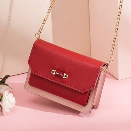 2020 Womens Contrast Color Crossbody Bags PU Leather Chain Messenger Shoulder Bag Ladies Purses Handbags Clutch